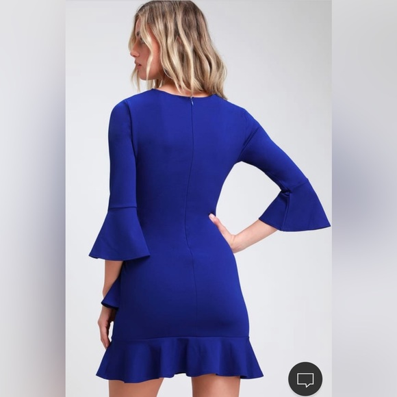 Lulus Sensational Statement Royal Blue Ruffle Bodycon Dress - Mini - Picture 2 of 5